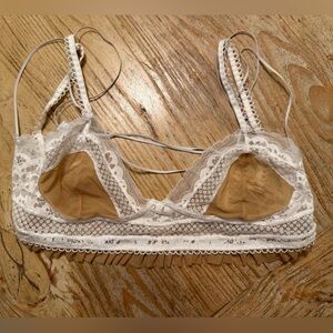 WORN ONCE for wedding - For Love & Lemons 🍋 White Lace Bralette with Nude Lining
